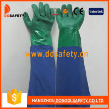 Doppelte Farbe PVC Langarm Grün &amp; Blau Latex Handschuh (DHL511)